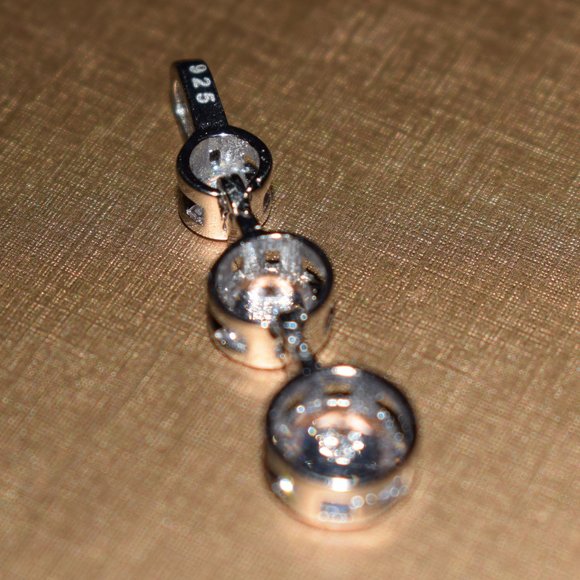 Three Round Stones Sterling Silver Pendant - Picture 5 of 5